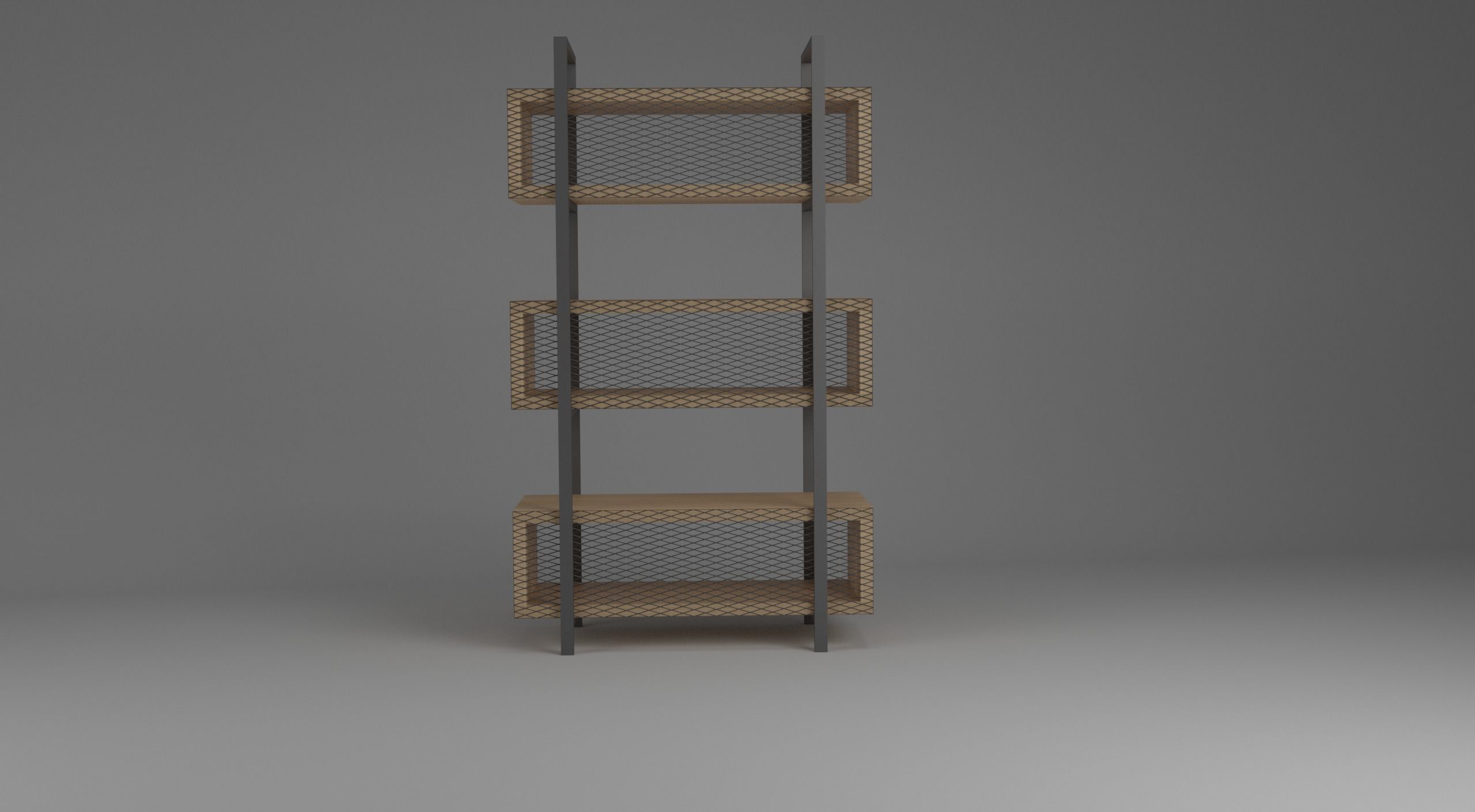 Industrial Style Bookshelf 3D model_1