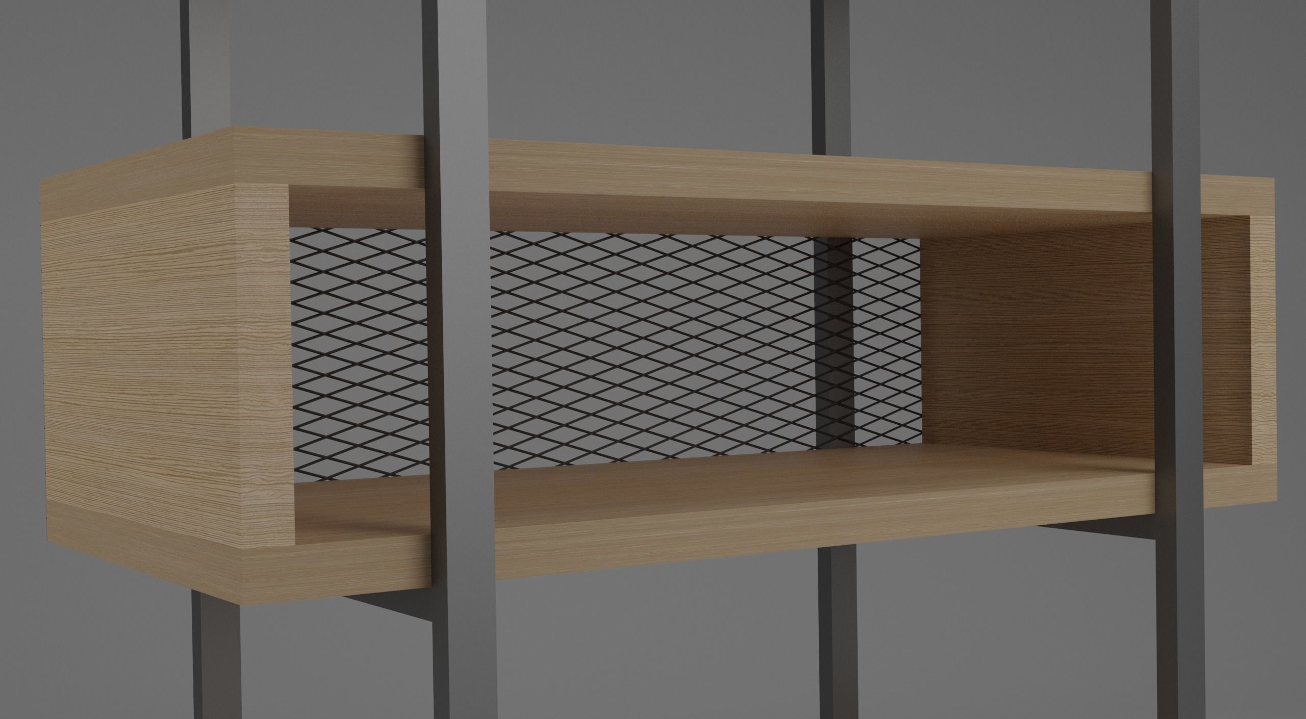 Industrial Style Bookshelf 3D model_3