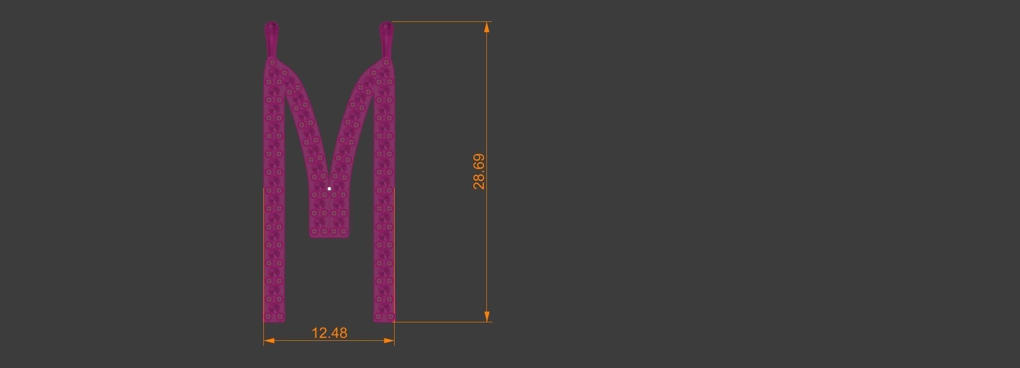 Diamond Letter M Pendant Gold Silver Platinum Luxury Jewelry 3D print model_3