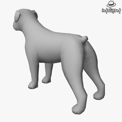 Low Poly American Bulldog  Low-poly 3D model_2