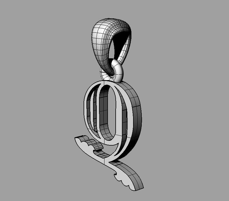 Decorative Letter Ch 3D print model_3