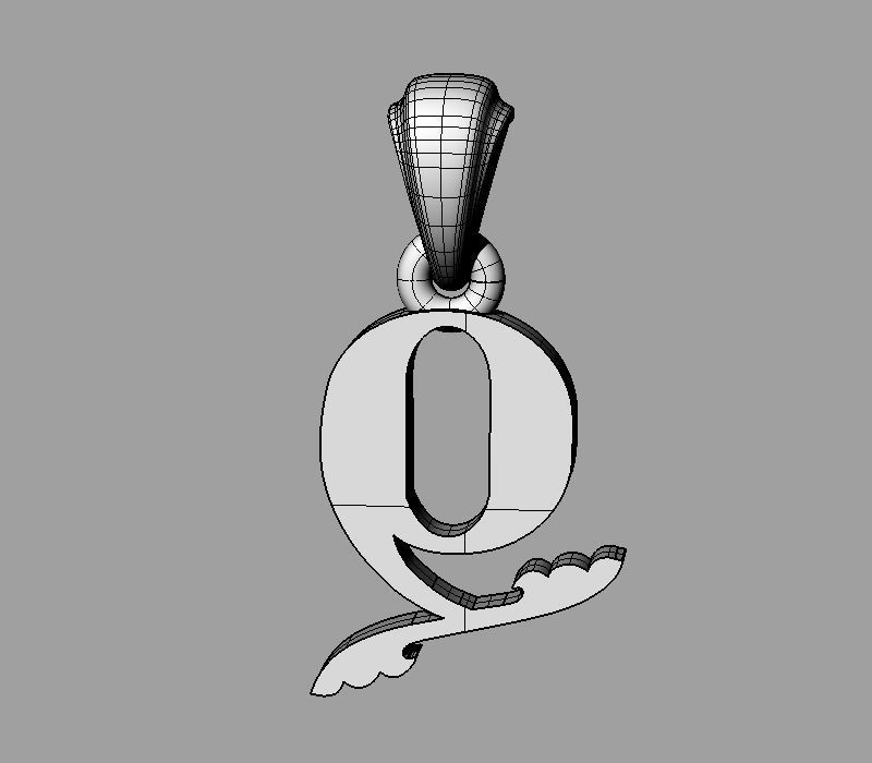 Decorative Letter Ch 3D print model_7