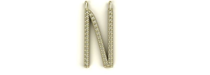 Diamond Letter N Pendant Gold Silver Platinum Luxury Jewelry 3D print model