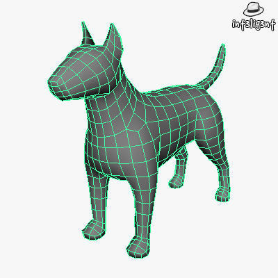 Low Poly Bull Terrier Low-poly 3D model_3
