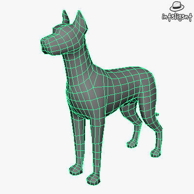 Low Poly Great Dane Low-poly 3D model_3