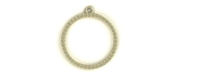 Diamond Letter O Pendant Gold Silver Platinum Luxury Jewelry 3D print model