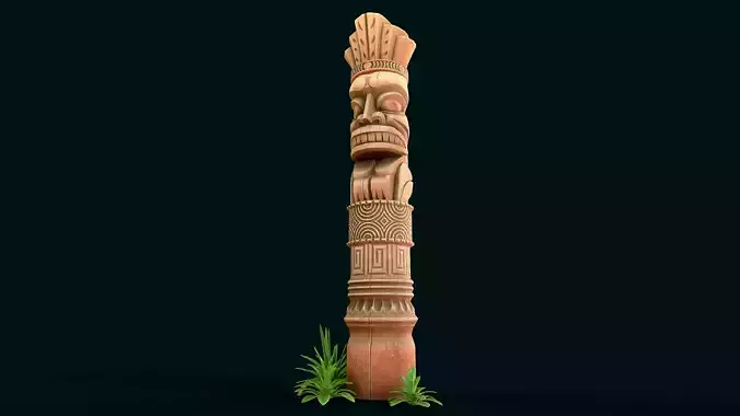 Stylized Wood Totem 6 Low-poly 3D model