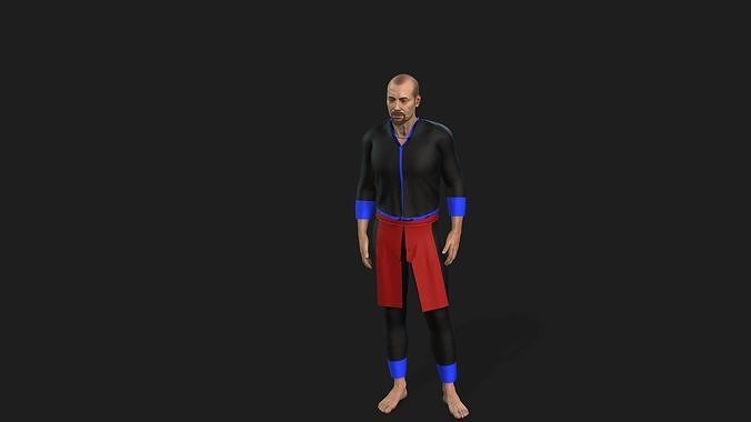 Old man with Hmong suit  3D model