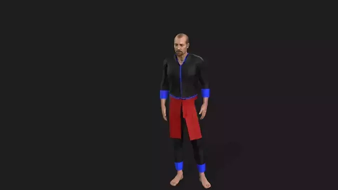 Old man with Hmong suit  3D model