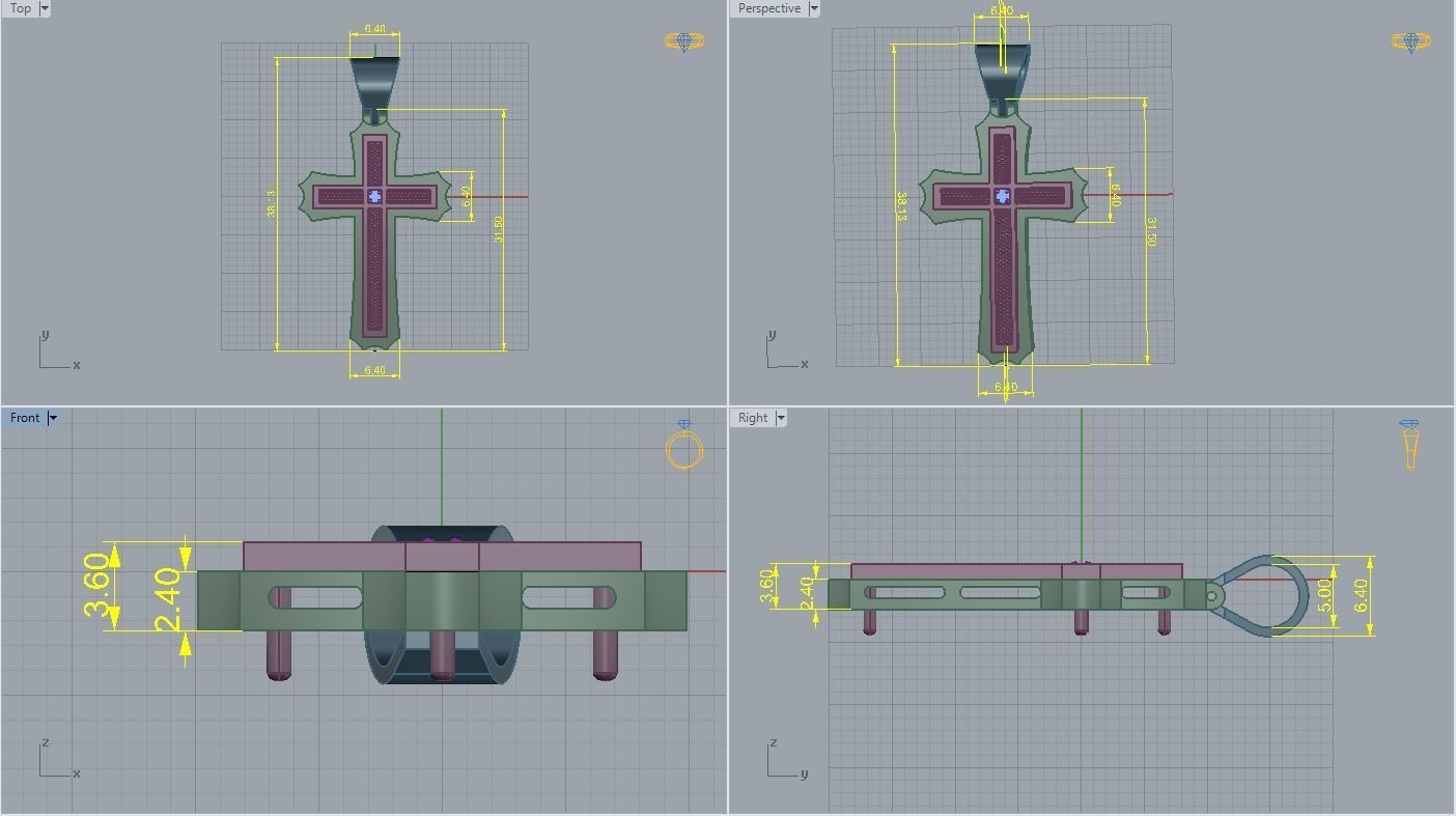 Pendant Cross 1 3D print model 3D print model_6