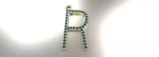 Diamond Letter R Pendant Gold Silver Platinum Luxury Jewelry 3D print model