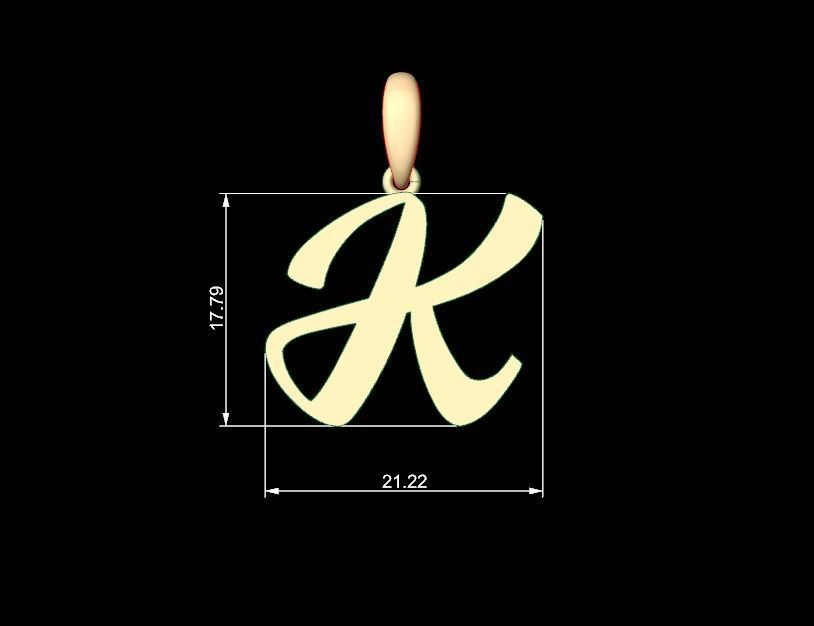 Initial Letters Pendant Sounding K 3D print model_4