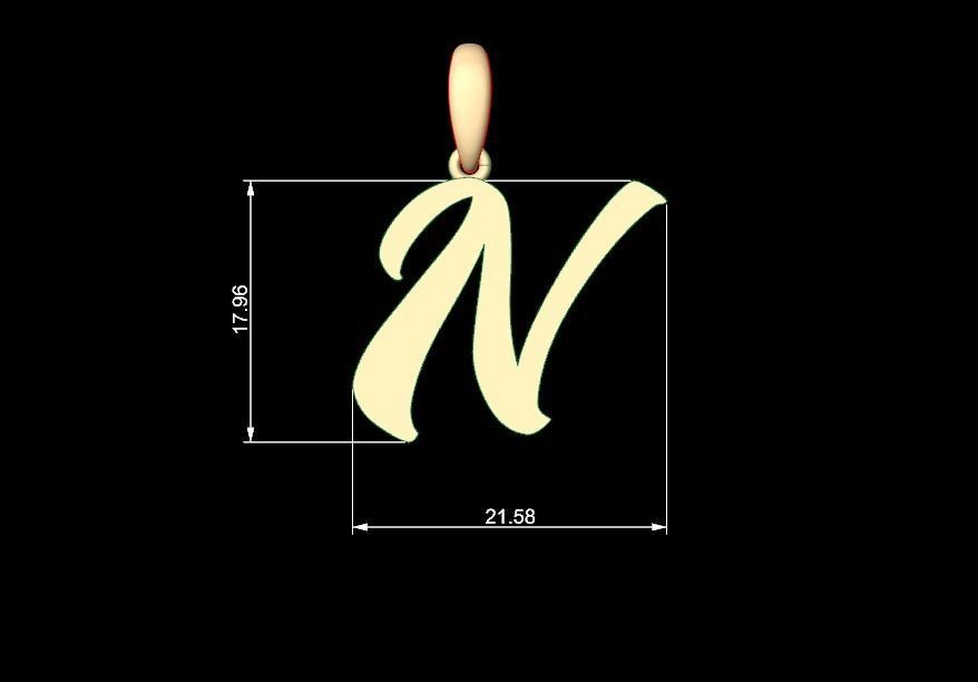 Initial Letters Pendant Sounding N 3D print model_4