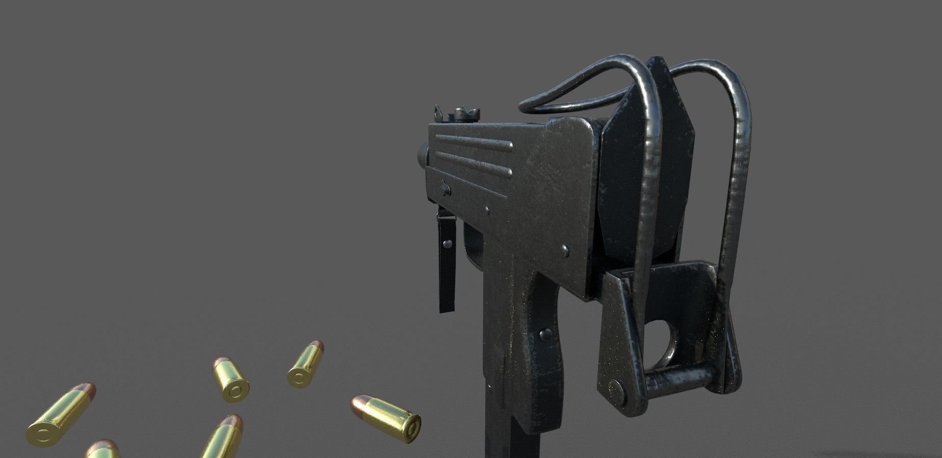 MAC-10 Game Ready gun with bullets Low-poly 3D model_5