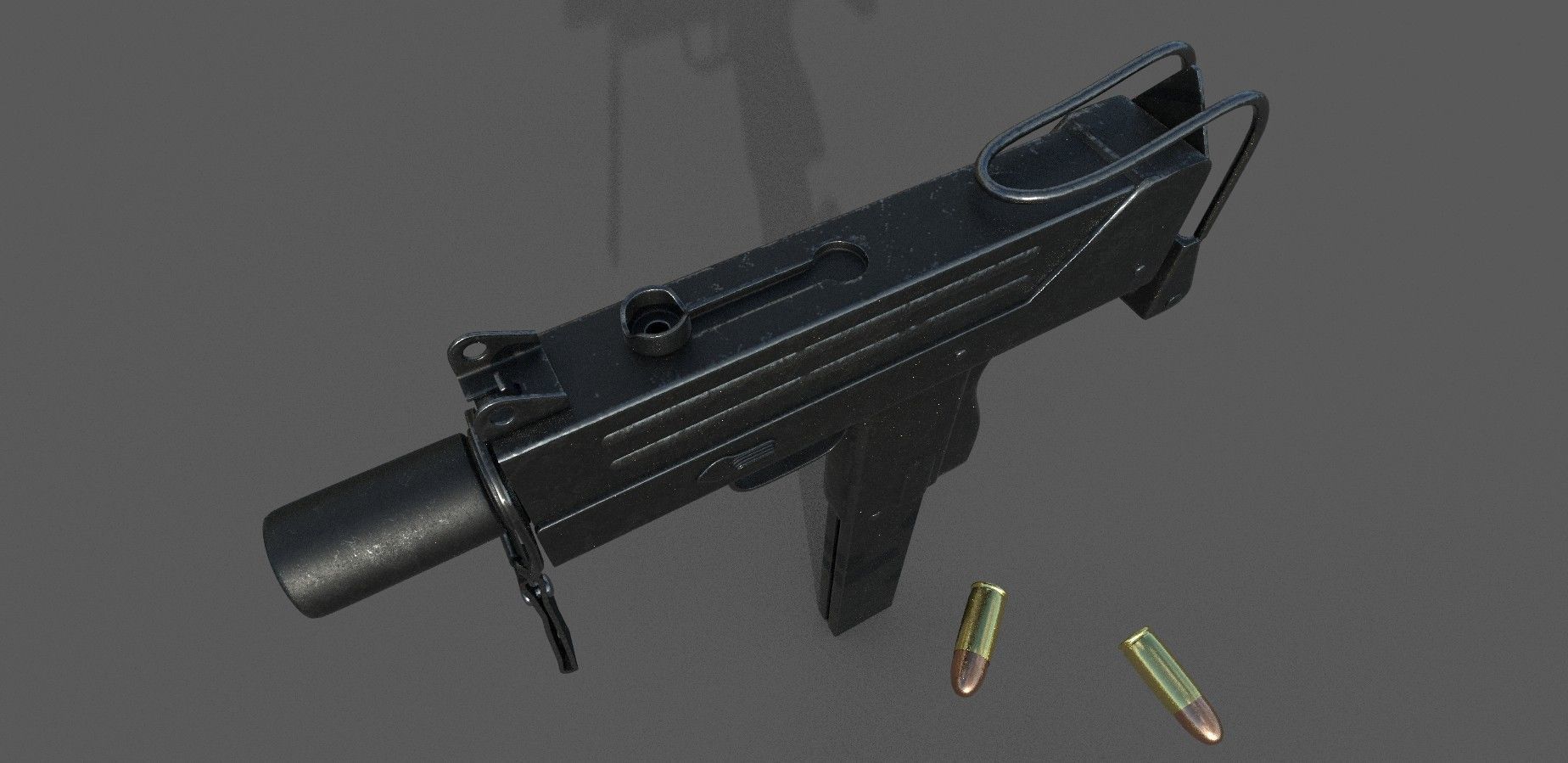 MAC-10 Game Ready gun with bullets Low-poly 3D model_2