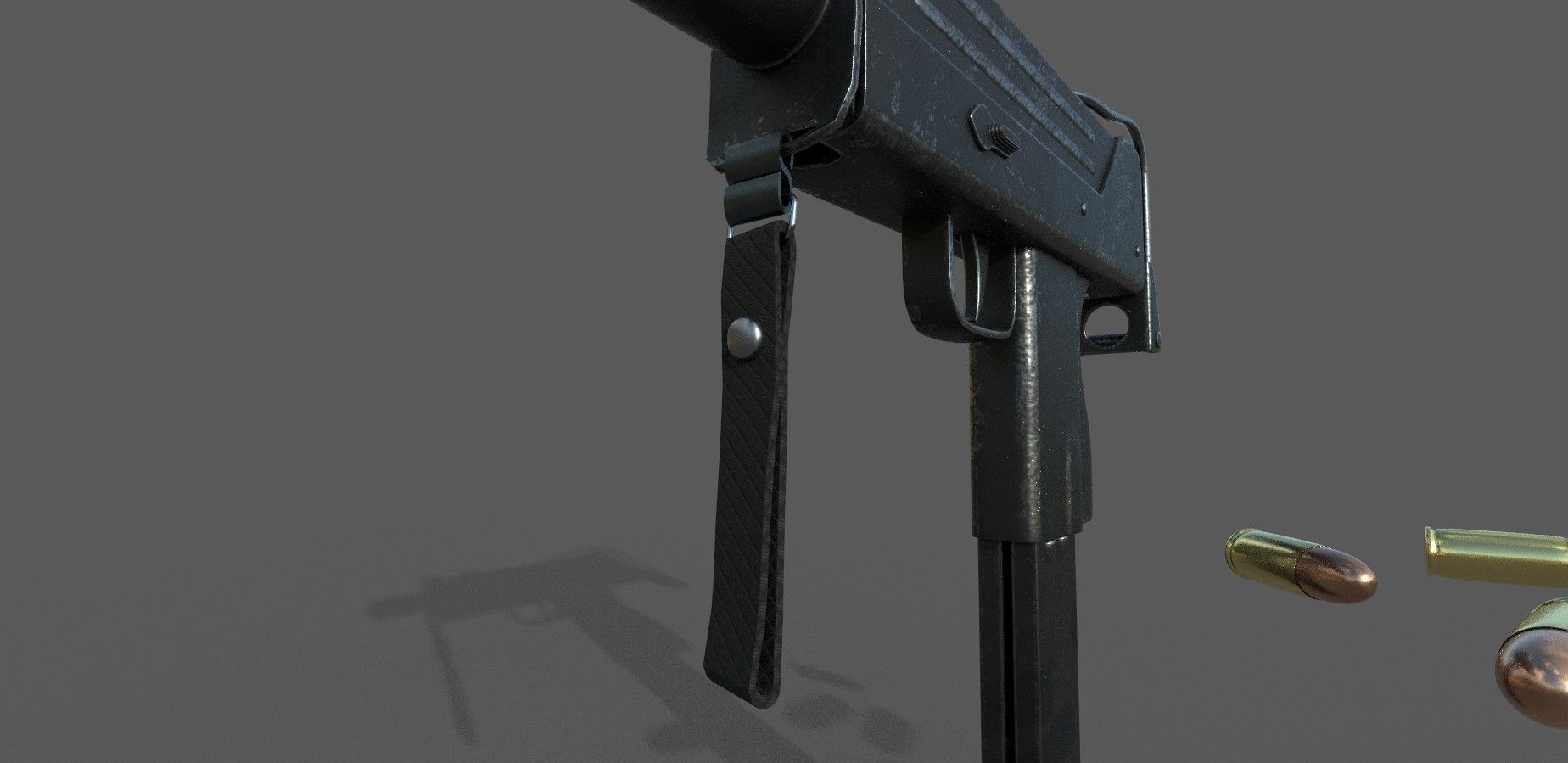 MAC-10 Game Ready gun with bullets Low-poly 3D model_6