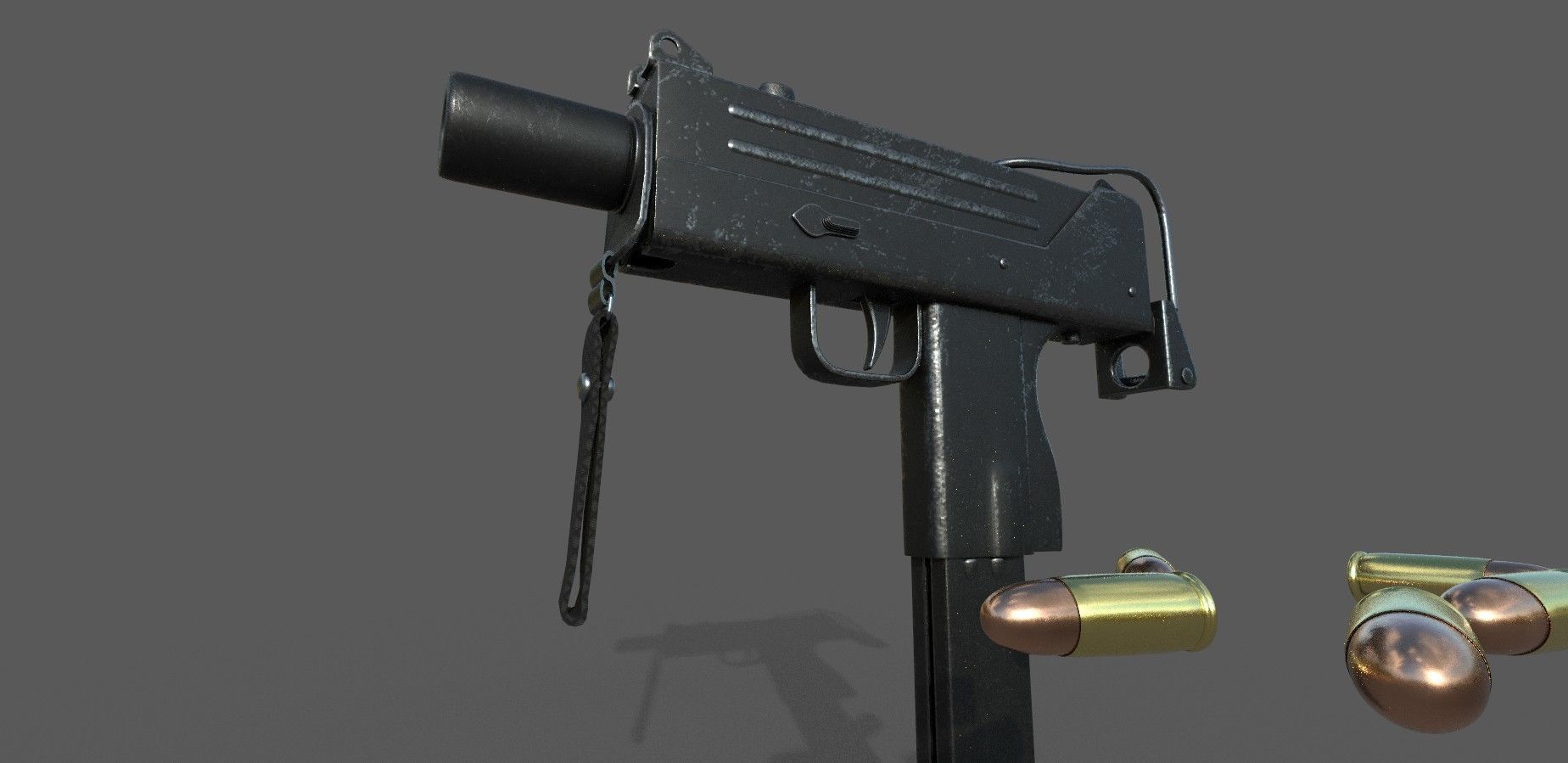 MAC-10 Game Ready gun with bullets Low-poly 3D model_3