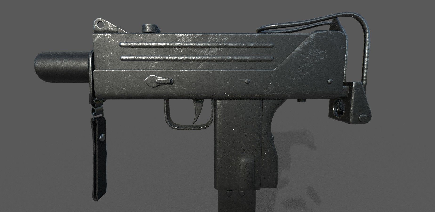 MAC-10 Game Ready gun with bullets Low-poly 3D model_1