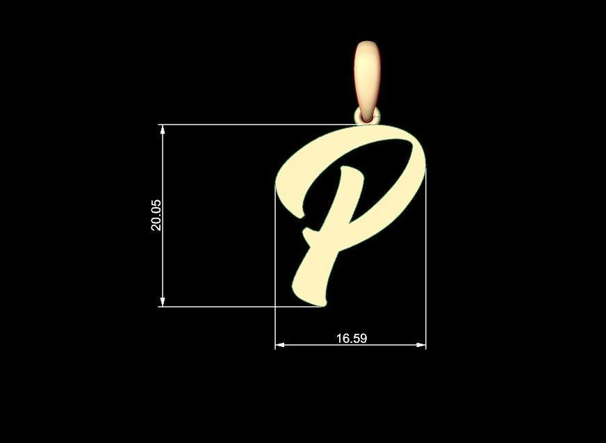 Initial Letters Pendant Sounding P 3D print model_4