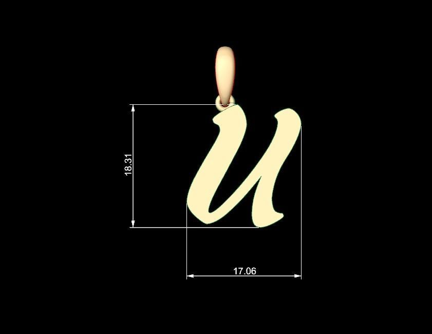 Initial Letters Pendant Sounding U 3D print model_4