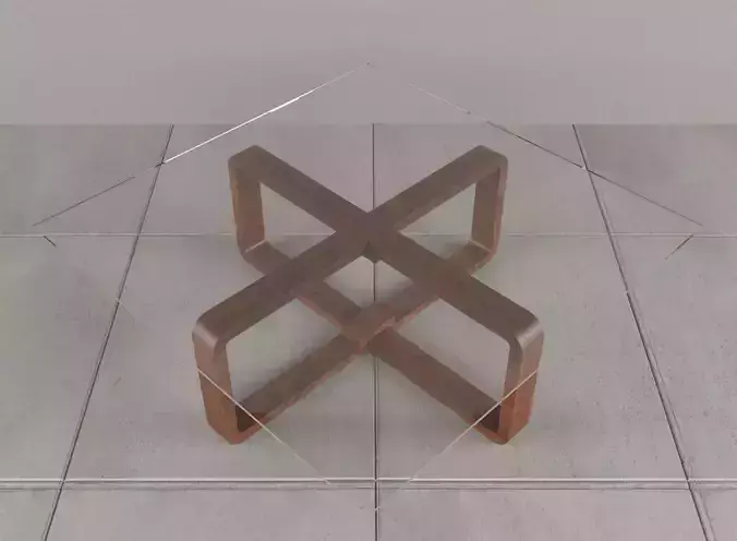 Table glass and walnut coffee