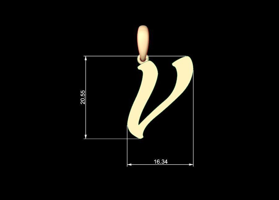 Initial Letters Pendant Sounding V 3D print model_4
