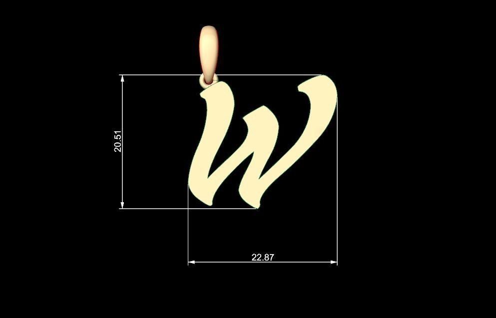 Initial Letters Pendant Sounding W 3D print model_4