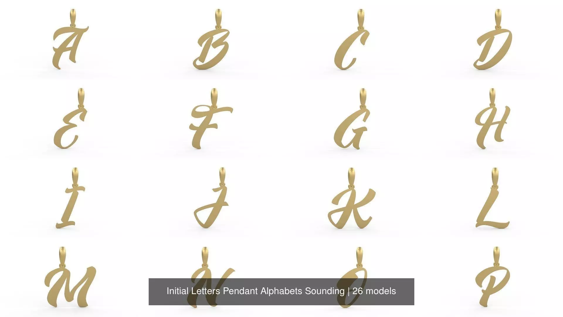 Initial Letters Pendant Alphabets Sounding 3D Model Collection_0