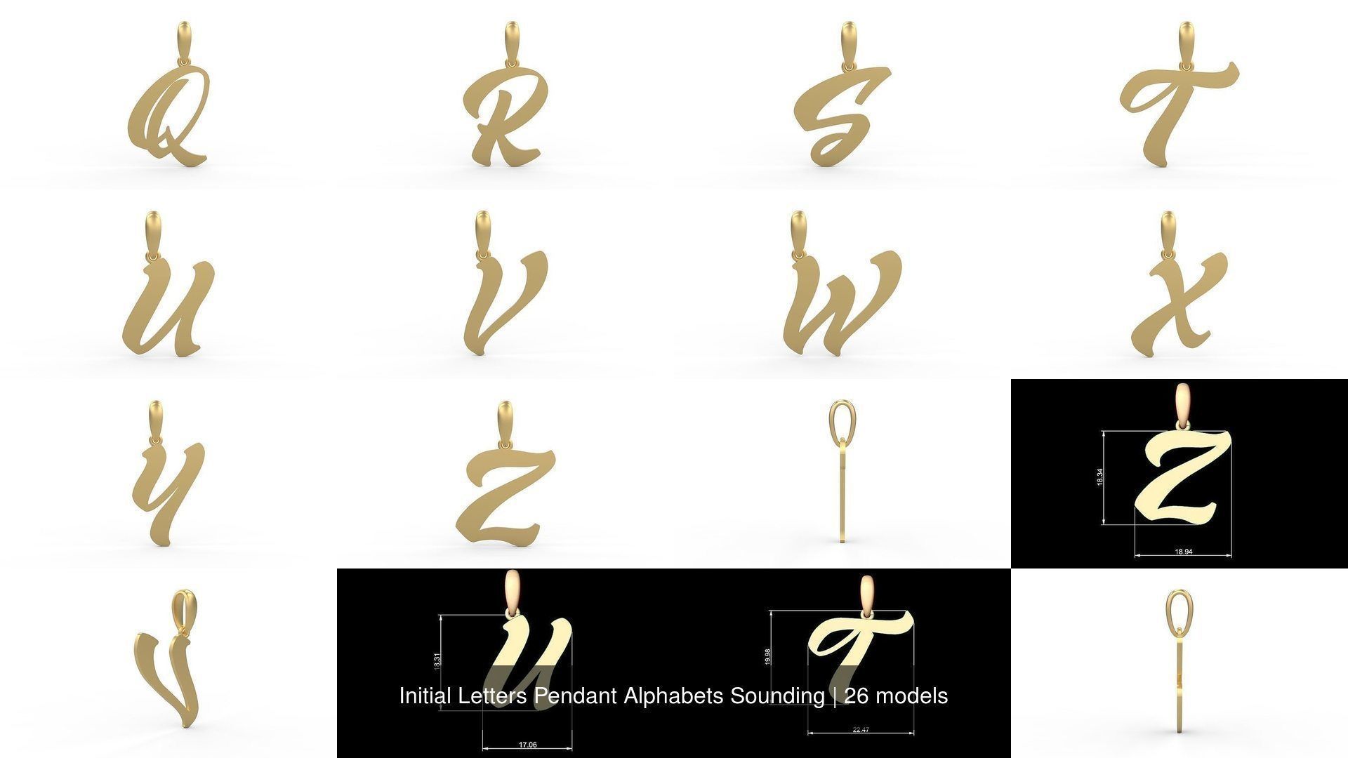 Initial Letters Pendant Alphabets Sounding 3D Model Collection_2