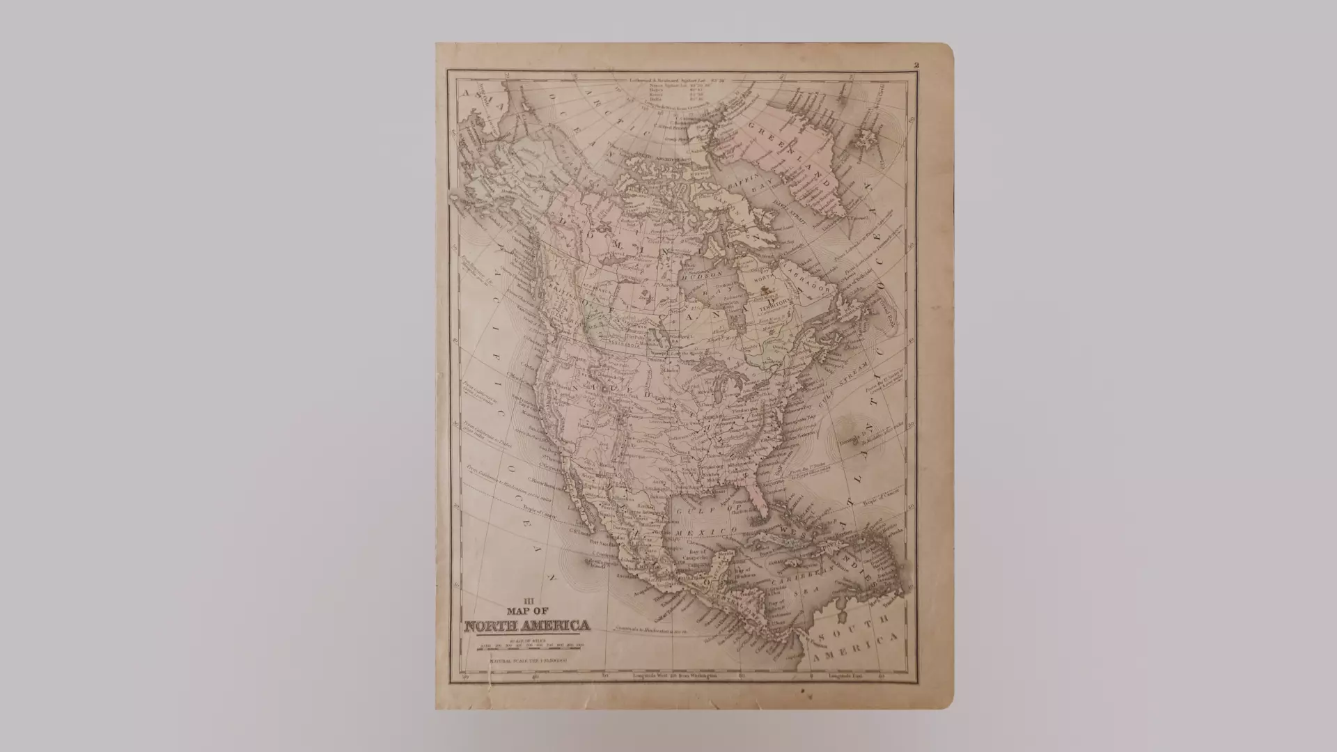 1800 Map of North America Low-poly 3D model_0