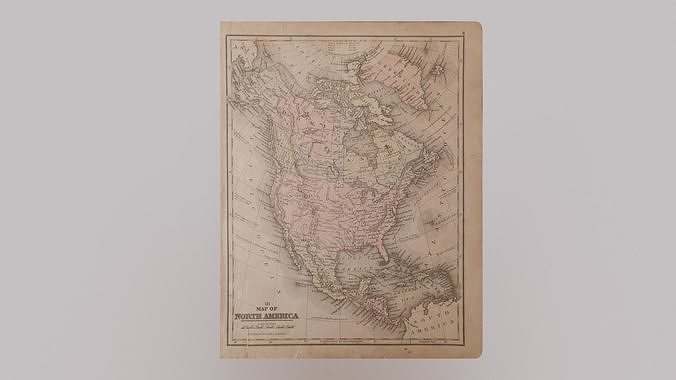 1800 Map of North America Low-poly 3D model