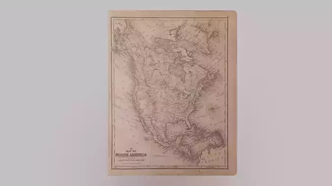 1800 Map of North America Low-poly 3D model