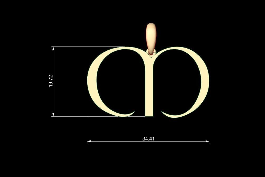 Initial Letters Pendant Stonehenge M 3D print model_4