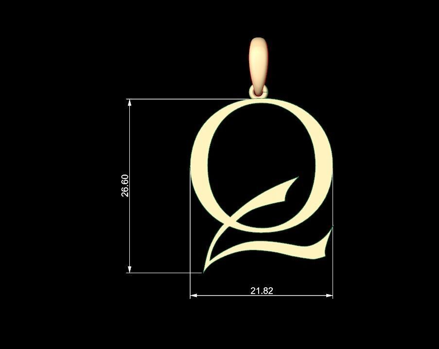 Initial Letters Pendant Stonehenge Q 3D print model_4