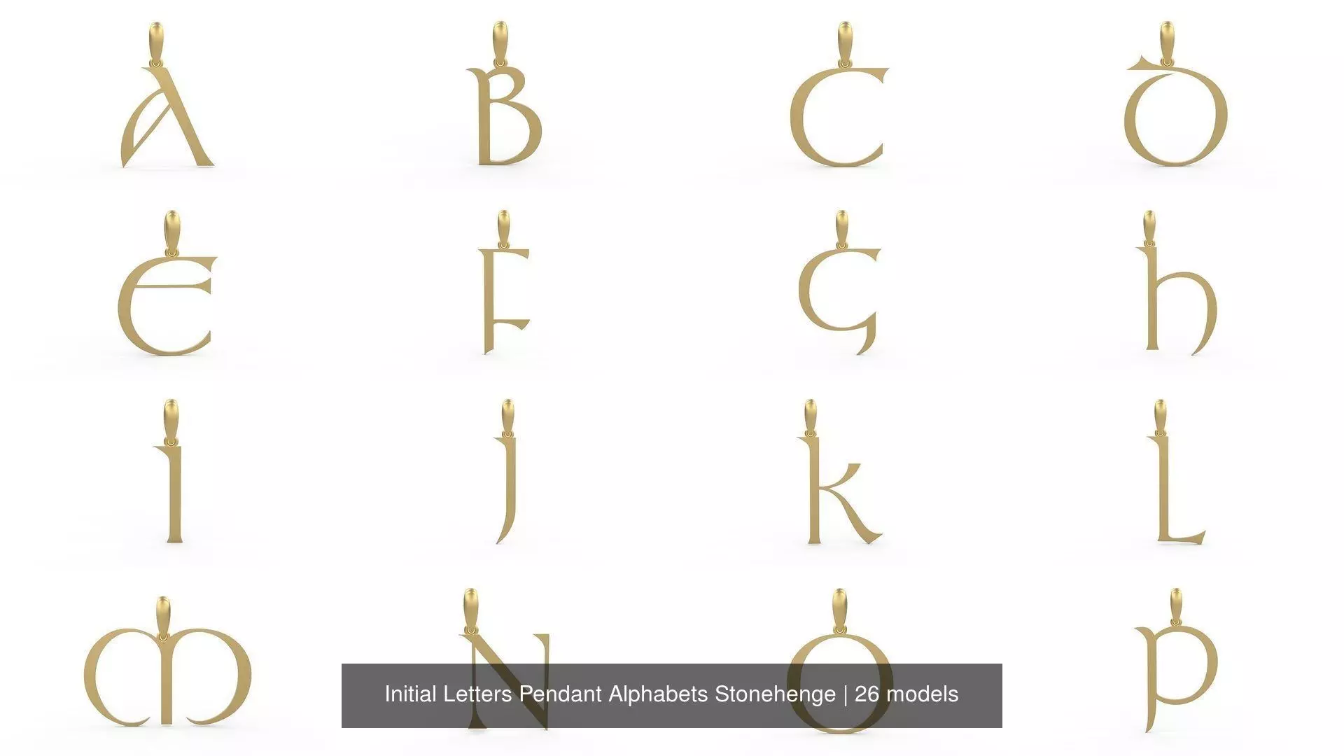 Initial Letters Pendant Alphabets Stonehenge 3D Model Collection_0