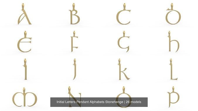 Initial Letters Pendant Alphabets Stonehenge 3D Model Collection