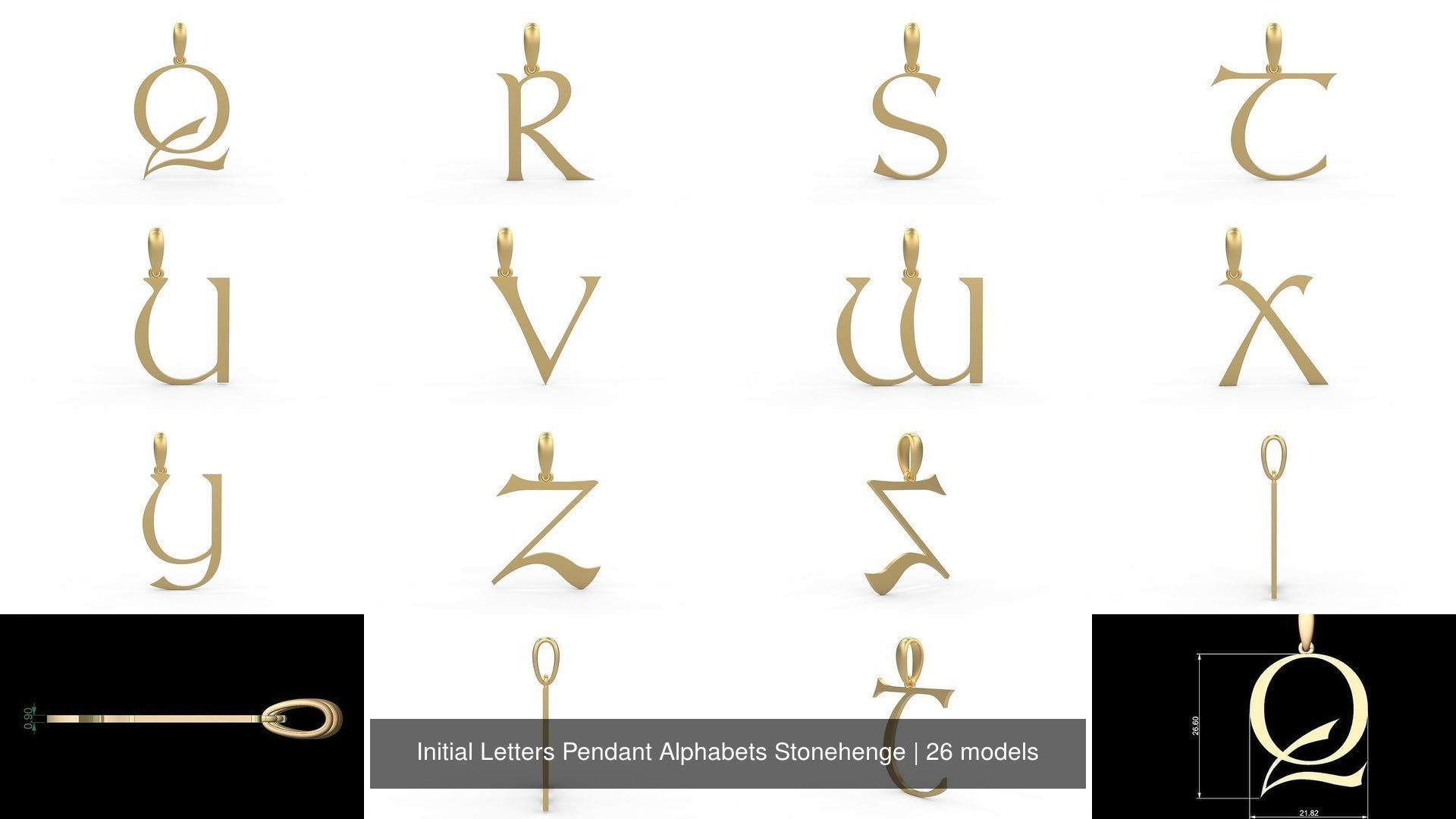 Initial Letters Pendant Alphabets Stonehenge 3D Model Collection_2