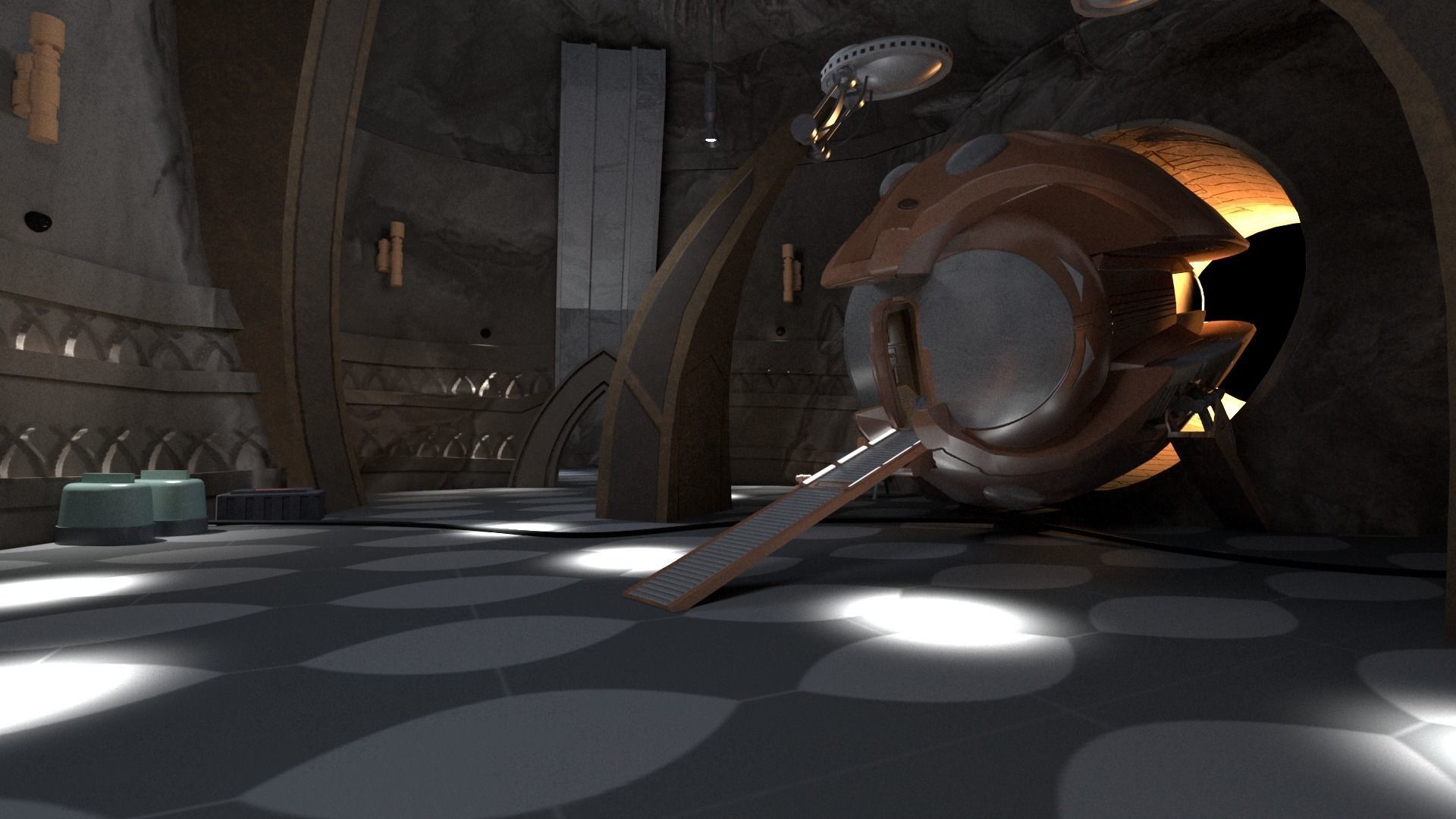 Star Wars - Dookus secret hangar Low-poly 3D model_2