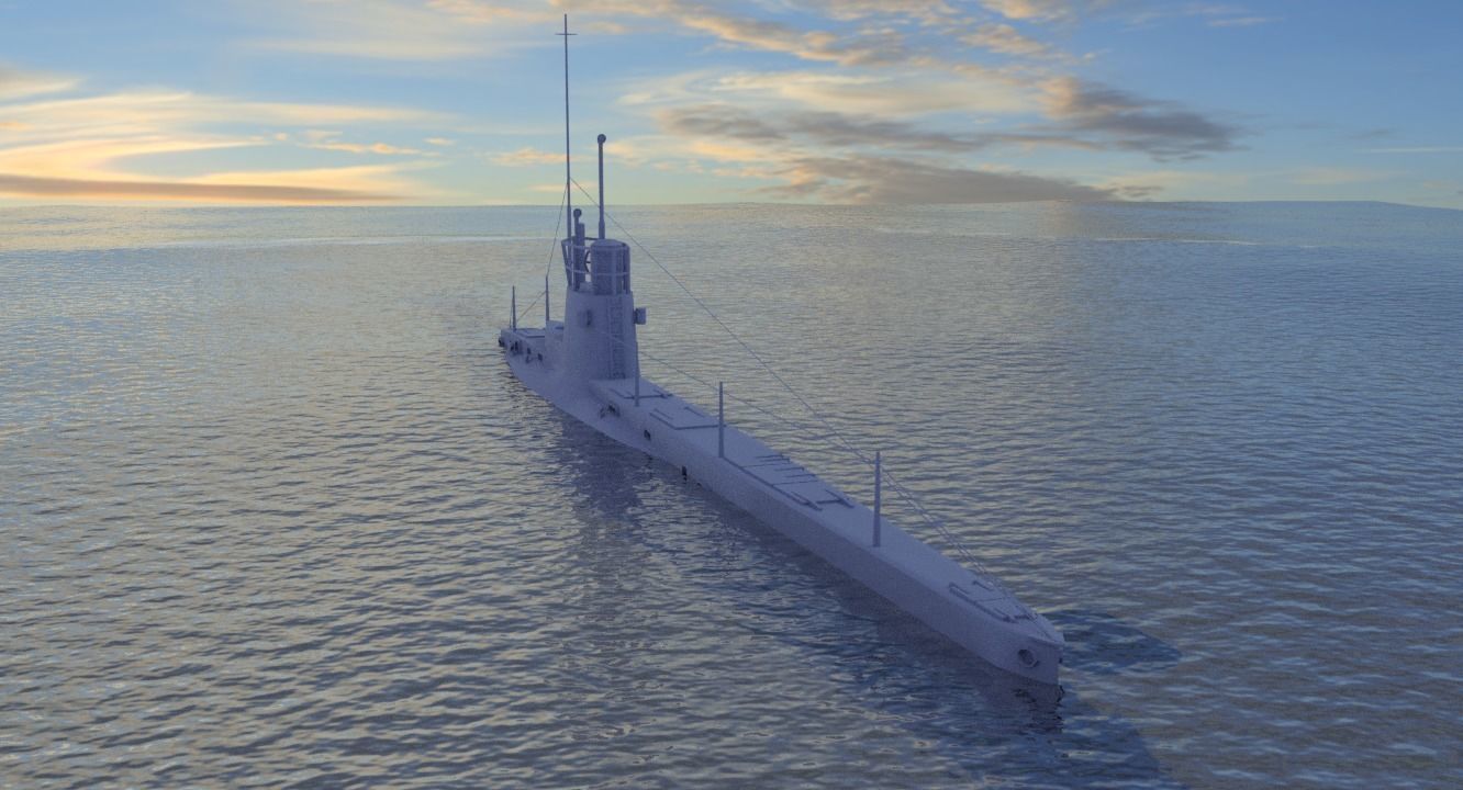 British C-Class submarine Low-poly 3D model_1