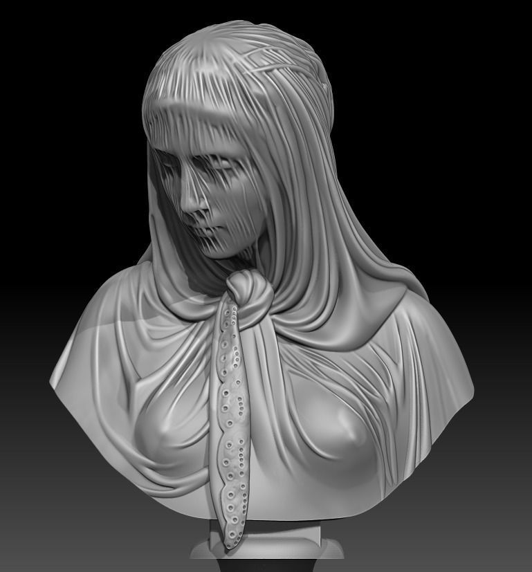 The Veiled woman of Giovanni Battista Lombardi 3D print model 3D print model_20