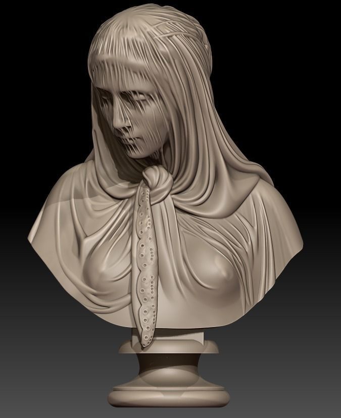 The Veiled woman of Giovanni Battista Lombardi 3D print model 3D print model_26