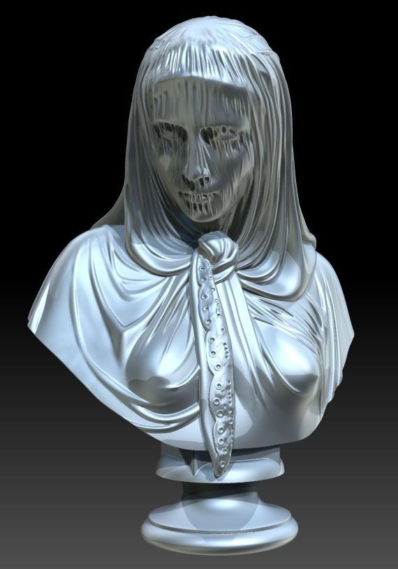 The Veiled woman of Giovanni Battista Lombardi 3D print model 3D print model_8