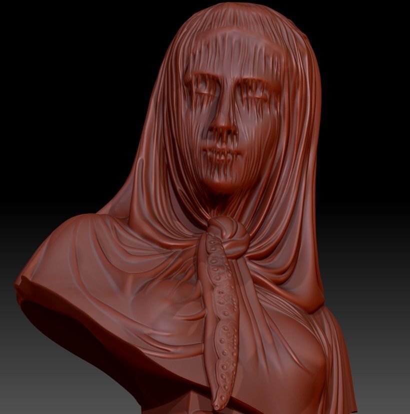 The Veiled woman of Giovanni Battista Lombardi 3D print model 3D print model_13