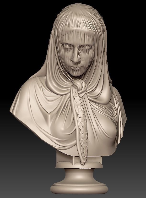 The Veiled woman of Giovanni Battista Lombardi 3D print model 3D print model_29