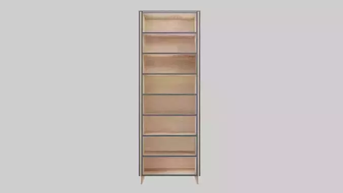 METAL AND WOOD TEXTURED BOOKSHELF Low-poly 3D model