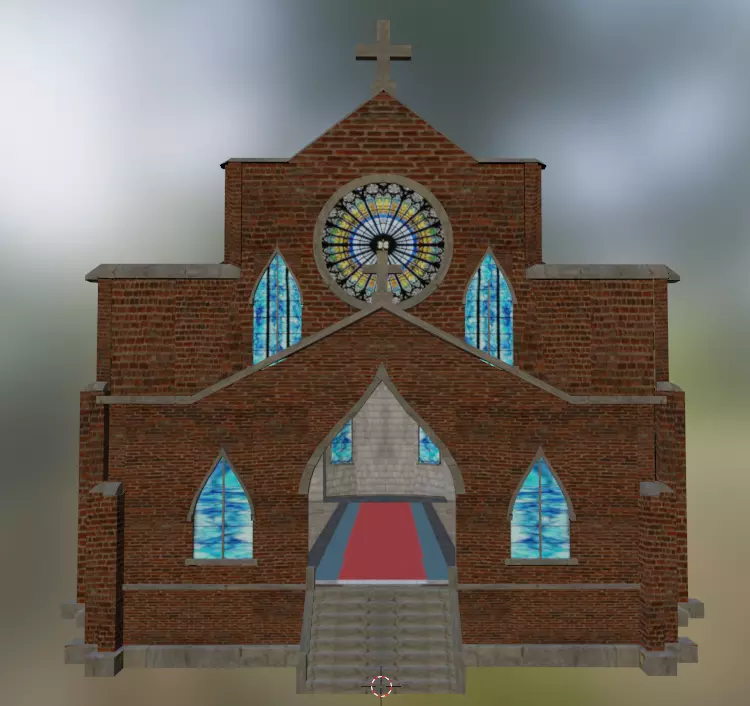 Church with stained glass windows 3D model