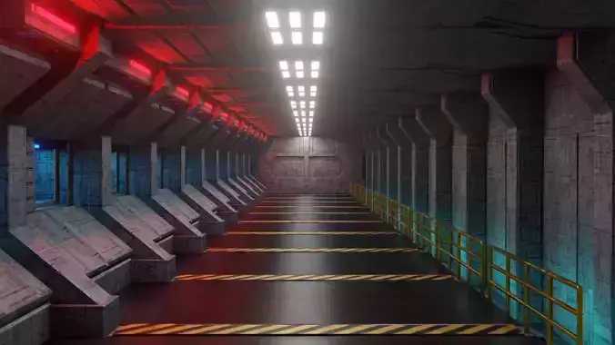 Sci-Fi Spaceship Corridor - Low Poly - Game Ready -PBR
