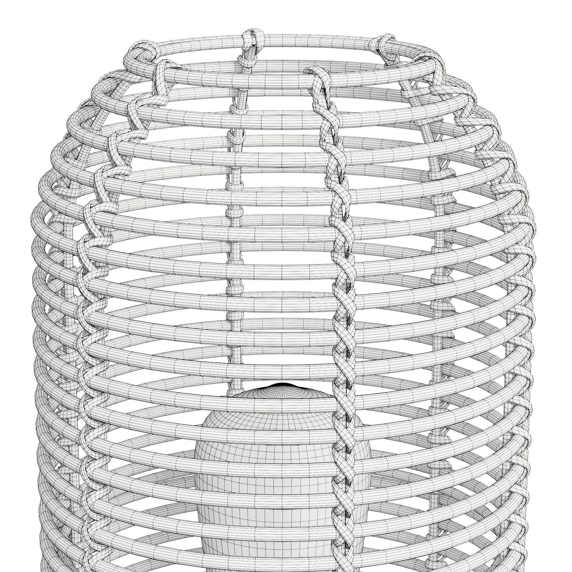 Ida lantern rattan table lamp  3D model_5