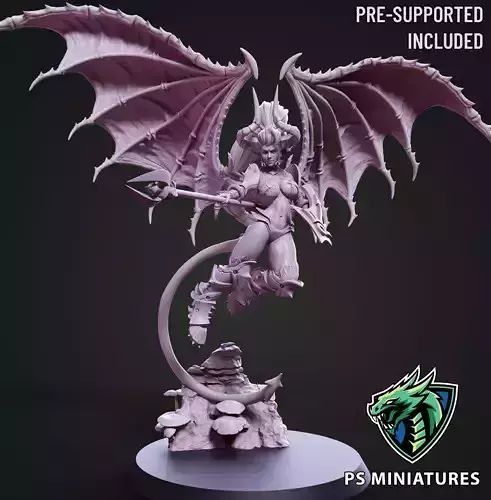 Drow Demonic Harpy Pose 3 - Includes Pinup Variant 3D  3D print model