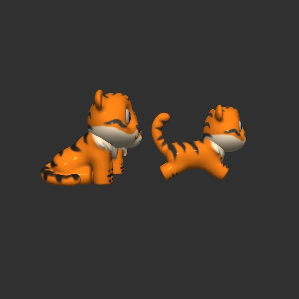 ChibiTiger three tiger emojis 3D model_1